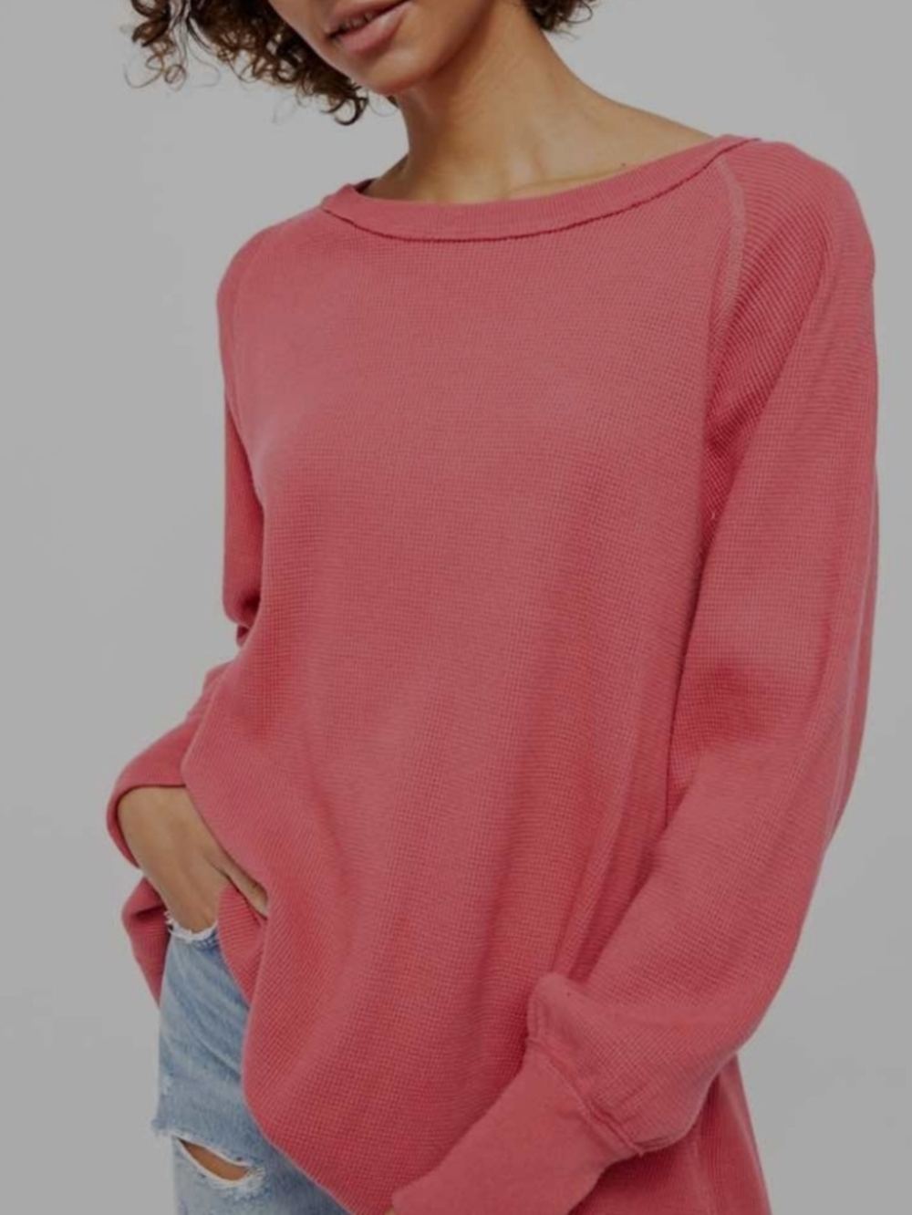 Free People We The Free Women's Relaxed Boatneck Sweater - Rose Pink - Picture 1 of 6